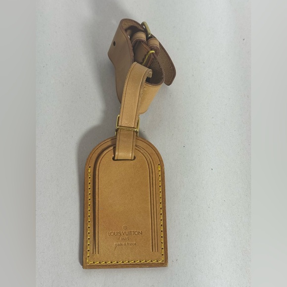 Louis Vuitton Beige Leather Bag Tag - Picture 1 of 5